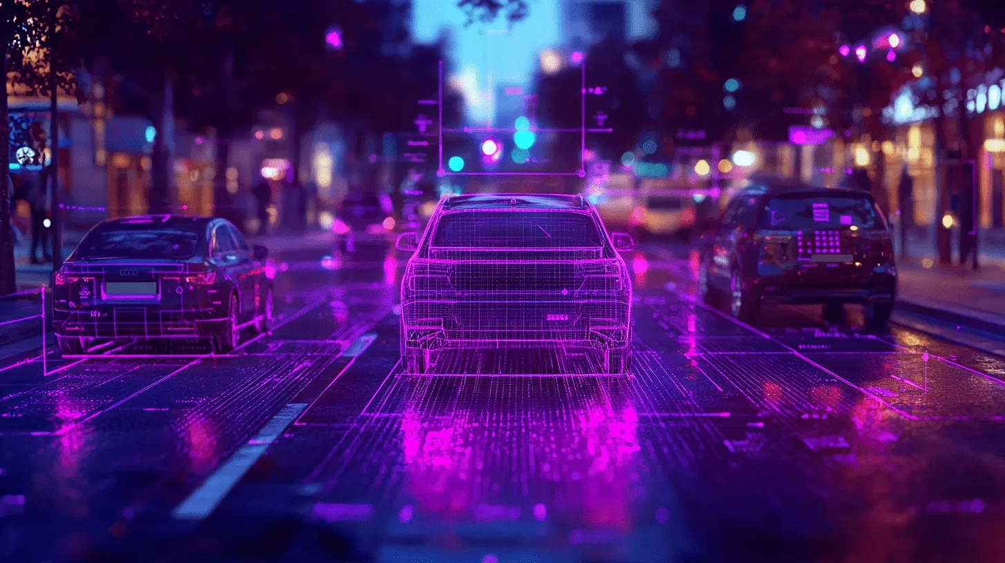 Vehicle carrying a unified 3D annotation label with projection lines to camera, radar and thermal modalities.